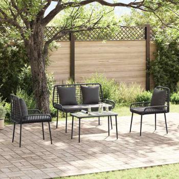 ARDEBO.de - Gartenmöbel Set mit Kissen 4 pcs Braun, Schwarz, Creme
