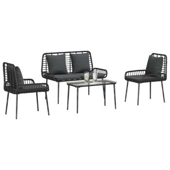 Gartenmöbel Set mit Kissen 4 pcs Braun, Schwarz, Creme