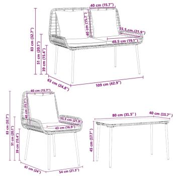 Gartenmöbel Set mit Kissen 4 pcs Braun, Schwarz, Creme