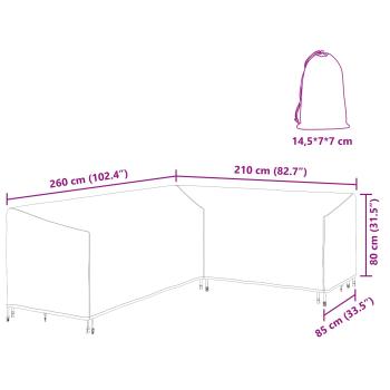 Gartenmöbelabdeckung 260 x 210 x 80 cm 600D Oxford Stoff