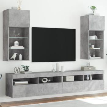 ARDEBO.de - TV-Schränke mit LED-Leuchten 2 Stk. Betongrau 40,5x30x90 cm