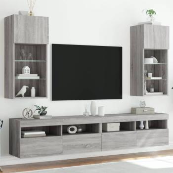 ARDEBO.de - TV-Schränke mit LED-Leuchten 2 Stk. Grau Sonoma 40,5x30x90 cm