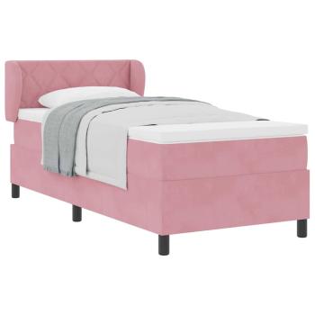 Boxspringbett mit Matratze Dunkelgrau 80x200 cm Samt Rosa