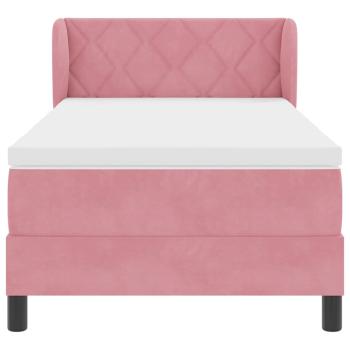 Boxspringbett mit Matratze Dunkelgrau 80x200 cm Samt Rosa