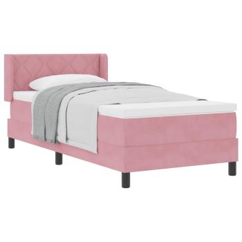 Boxspringbett mit Matratze Schwarz 100x200 cm Velvet Rosa