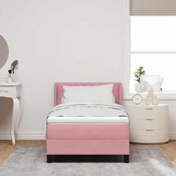 Boxspringbett mit Matratze Schwarz 100x200 cm Velvet Rosa
