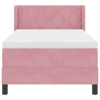 Boxspringbett mit Matratze Schwarz 100x200 cm Velvet Rosa