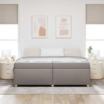 Bettgestell mit Matratze Taupe 200 x 200 cm Stoff