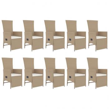 11-tlg. Garten-Essgruppe mit Kissen Beige Poly Rattan