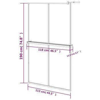 Duschwand mit Ablage für Walk-In-Dusche Schwarz 118x190 cm ESG
