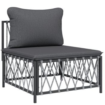 ARDEBO.de - 4-tlg. Garten-Lounge-Set mit Kissen Anthrazit Stahl