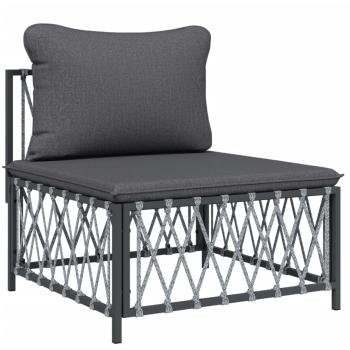 ARDEBO.de - 6-tlg. Garten-Lounge-Set mit Kissen Anthrazit Stahl
