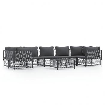 ARDEBO.de - 8-tlg. Garten-Lounge-Set mit Kissen Anthrazit Stahl