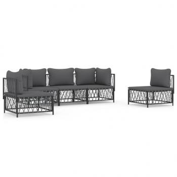 ARDEBO.de - 5-tlg. Garten-Lounge-Set mit Kissen Anthrazit Stahl