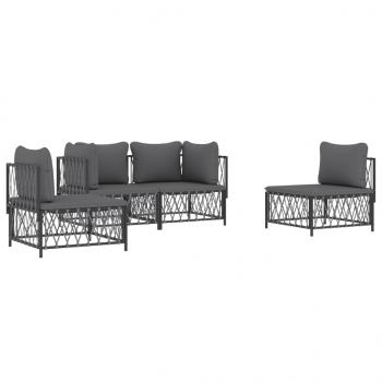 ARDEBO.de - 4-tlg. Garten-Lounge-Set mit Kissen Anthrazit Stahl