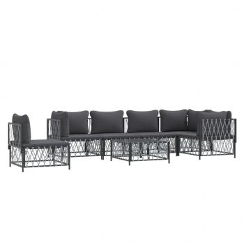 ARDEBO.de - 7-tlg. Garten-Lounge-Set mit Kissen Anthrazit Stahl