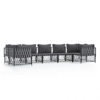 ARDEBO.de - 7-tlg. Garten-Lounge-Set mit Kissen Anthrazit Stahl