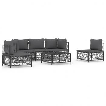ARDEBO.de - 6-tlg. Garten-Lounge-Set mit Kissen Anthrazit Stahl