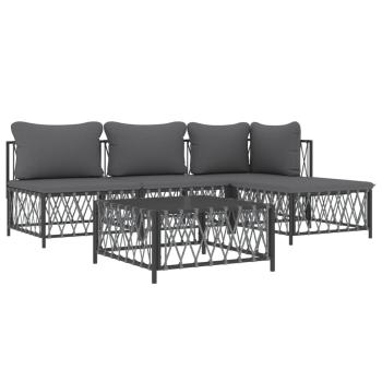 ARDEBO.de - 5-tlg. Garten-Lounge-Set mit Kissen Anthrazit Stahl
