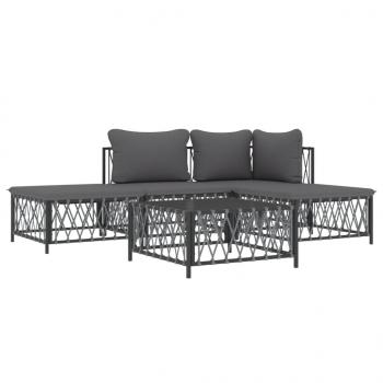 ARDEBO.de - 5-tlg. Garten-Lounge-Set mit Kissen Anthrazit Stahl