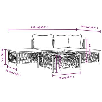 5-tlg. Garten-Lounge-Set mit Kissen Anthrazit Stahl