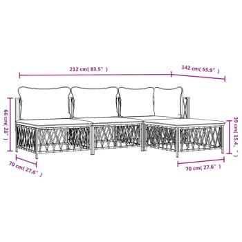 4-tlg. Garten-Lounge-Set mit Kissen Anthrazit Stahl