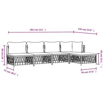 ARDEBO.de - 5-tlg. Garten-Lounge-Set mit Kissen Anthrazit Stahl