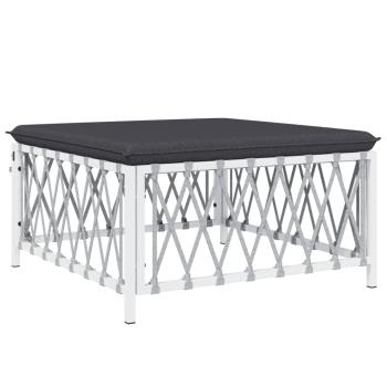 ARDEBO.de - 6-tlg. Garten-Lounge-Set mit Kissen Weiß Stahl
