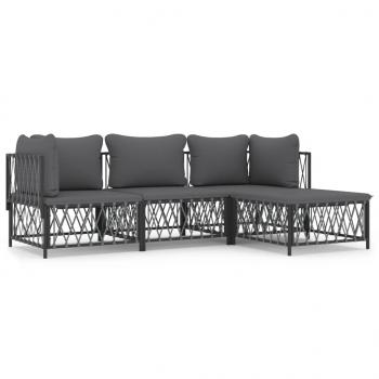 ARDEBO.de - 4-tlg. Garten-Lounge-Set mit Kissen Anthrazit Stahl