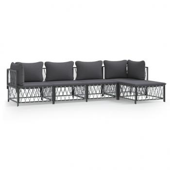 ARDEBO.de - 5-tlg. Garten-Lounge-Set mit Kissen Anthrazit Stahl