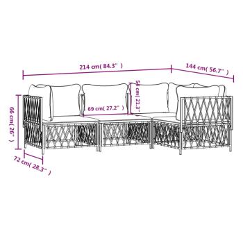 ARDEBO.de - 4-tlg. Garten-Lounge-Set mit Kissen Anthrazit Stahl
