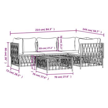 ARDEBO.de - 5-tlg. Garten-Lounge-Set mit Kissen Weiß Stahl