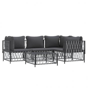 ARDEBO.de - 5-tlg. Garten-Lounge-Set mit Kissen Anthrazit Stahl
