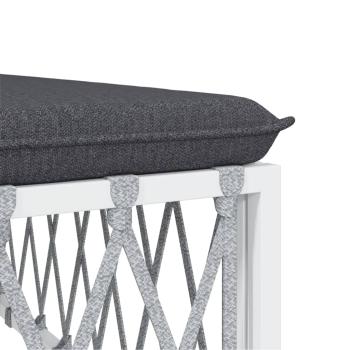 ARDEBO.de - 7-tlg. Garten-Lounge-Set mit Kissen Weiß Stahl
