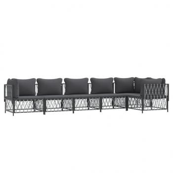 ARDEBO.de - 6-tlg. Garten-Lounge-Set mit Kissen Anthrazit Stahl