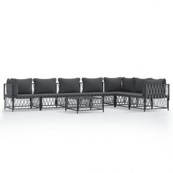 ARDEBO.de - 8-tlg. Garten-Lounge-Set mit Kissen Anthrazit Stahl