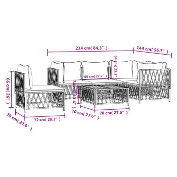 6-tlg. Garten-Lounge-Set mit Kissen Weiß Stahl