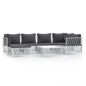 ARDEBO.de - 7-tlg. Garten-Lounge-Set mit Kissen Weiß Stahl