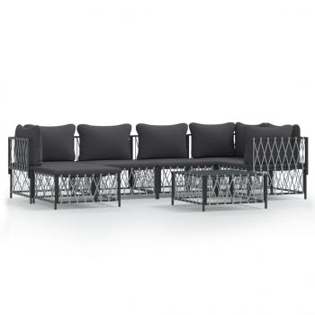 ARDEBO.de - 7-tlg. Garten-Lounge-Set mit Kissen Anthrazit Stahl