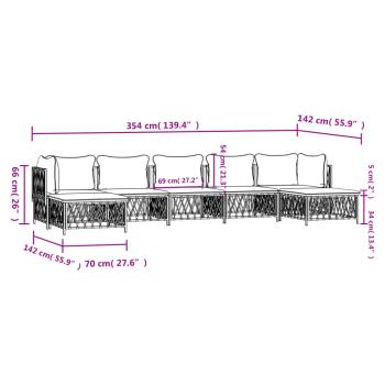 ARDEBO.de - 7-tlg. Garten-Lounge-Set mit Kissen Anthrazit Stahl