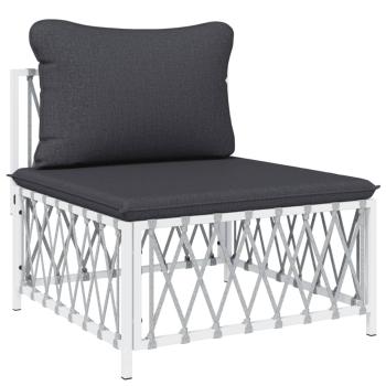ARDEBO.de - 7-tlg. Garten-Lounge-Set mit Kissen Weiß Stahl