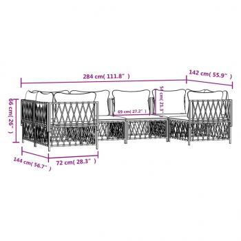 6-tlg. Garten-Lounge-Set mit Kissen Weiß Stahl