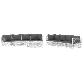 ARDEBO.de - 9-tlg. Garten-Lounge-Set mit Kissen Weiß Stahl