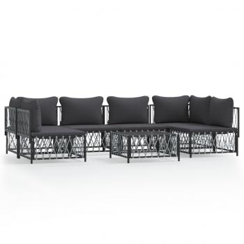 ARDEBO.de - 7-tlg. Garten-Lounge-Set mit Kissen Anthrazit Stahl