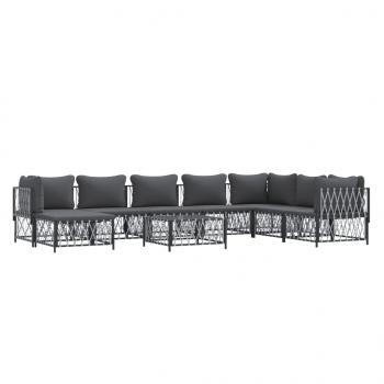 ARDEBO.de - 9-tlg. Garten-Lounge-Set mit Kissen Anthrazit Stahl