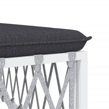 ARDEBO.de - 7-tlg. Garten-Lounge-Set mit Kissen Weiß Stahl