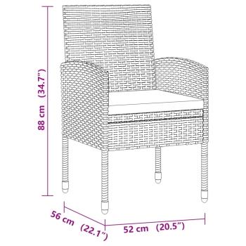 3-tlg. Garten-Essgruppe Poly Rattan Grau
