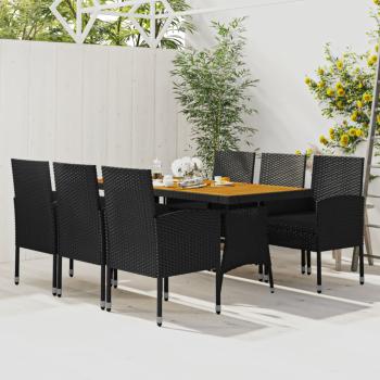 ARDEBO.de - 7-tlg. Garten-Essgruppe Poly Rattan Schwarz
