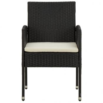 9-tlg. Garten-Essgruppe Poly Rattan Schwarz