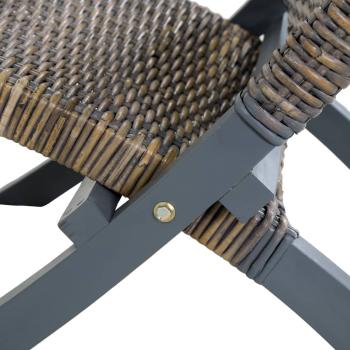 Relaxstuhl Grau Natur Kubu-Rattan und Massivholz Mahagoni